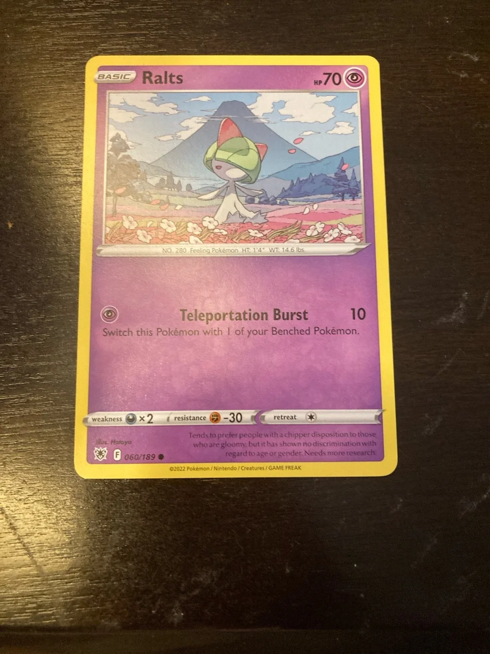 Pokemon Ralts Trading Card - Purple and Yellow Border